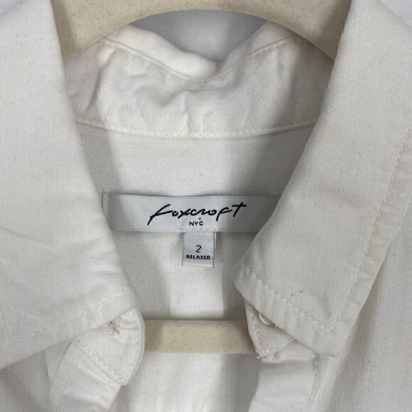 FOXCROFT Womens Blue Curved Hem Roll-tab Sleeve Collared Button Up Top Size 2 - Picture 4 of 7